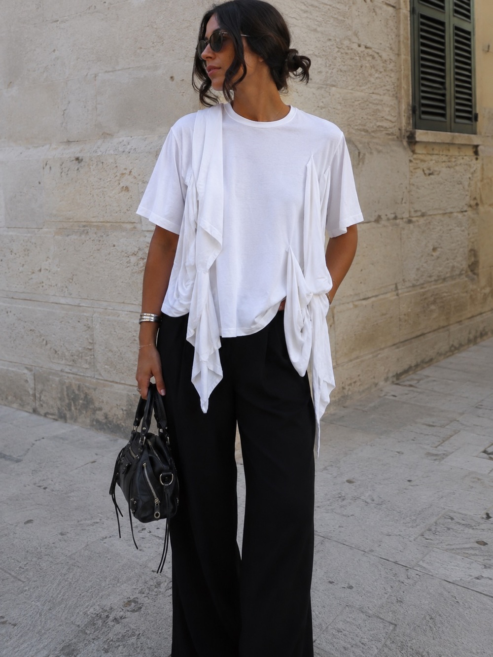 Simone Rocha White Draped T-Shirt Medium Avant Garde Ruffle Designer Cotton Chic
